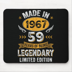 Vintage 1967 59 Years Old Graphic Art Mouse Pad