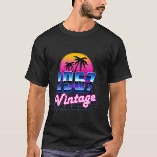 Vintage 1967 Birthday 58 Years 80's Retro Palm Tre T-Shirt