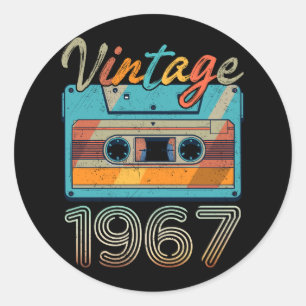 Vintage 1967 Cassette Tape Retro 56th Birthday 56  Classic Round Sticker