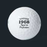 Vintage 1968 Aged to perfection 50th Birthday Golf Balls<br><div class="desc">Vintage 1968 Aged to perfection 50th Birthday golf ball gift set. Retro style typography template with year of birth. Personalised golf balls with funny quote. Add your own humourous quote, saying or custom name. Cute golfing gift ideas for him and her. Fun golfer presents for fiftieth Birthday party, Fathers day,...</div>
