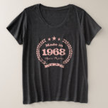 Vintage 1968 Aged to perfection pink plus size Plus Size T-Shirt<br><div class="desc">Vintage 1968 Aged to perfection coral pink plus size t shirt. Made in 1968 Aged to perfection t shirt for 50th Birthday in 2018. Personalizable age year. Customise text to make it a perfect gift. Extra large tee present for women: mum, sister, wife, aunt, grandma etc. Cool vintage distressed grunge...</div>