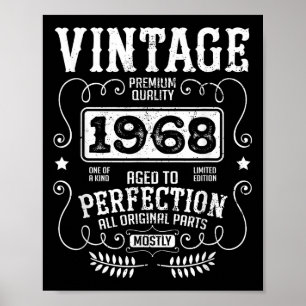 Vintage 1968 Birth Year Birthday Funny Quotes Retr Poster