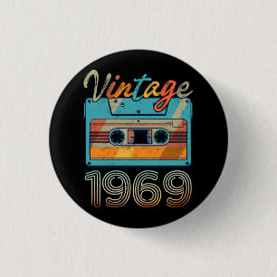 Vintage 1969 Cassette Tape Retro 54th Birthday 54 3 Cm Round Badge