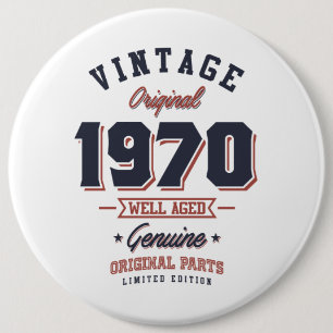 Vintage 1970 Born in 1970 Retro Birthday Gift 6 Cm Round Badge