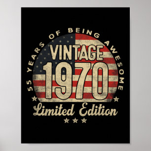 Vintage 1970 Limited Edition 55-year-old Gifts Usa Poster