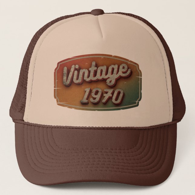 VINTAGE 1970 RETRO CLASSIC GIFT TRUCKER HAT (Front)