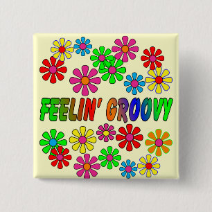 Vintage 1970's "Feelin' Groovy" gifts 15 Cm Square Badge