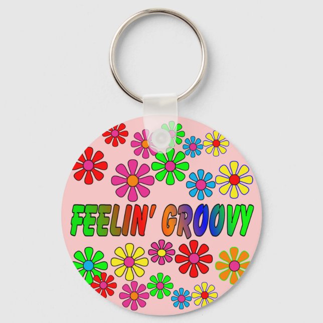 Vintage 1970's "Feelin' Groovy" gifts Key Ring (Front)