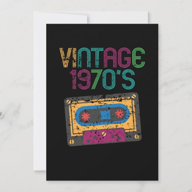 Vintage 1970's Funny Cassette Retro Invitation (Front)
