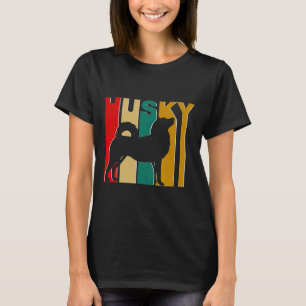 Vintage 1970s Style Husky Silhouette Cool Dog Owne T-Shirt