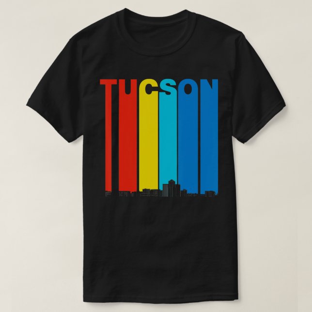 Vintage 1970s Style Tucson Arizona Skyline  T-Shirt (Design Front)