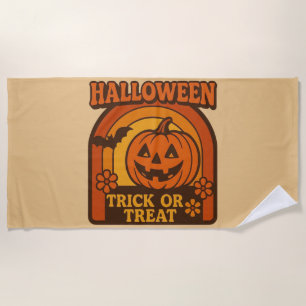 Vintage 1970s Trick or Treat Halloween Beach Towel