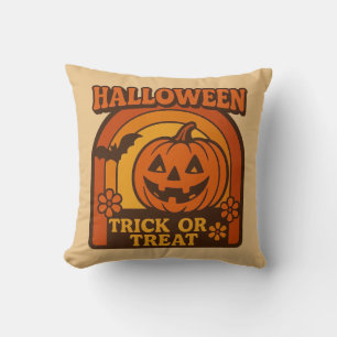 Vintage 1970s Trick or Treat Halloween Cushion