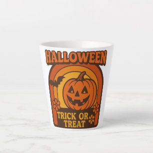 Vintage 1970s Trick or Treat Halloween Latte Mug