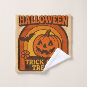 Vintage 1970s Trick or Treat Halloween Wash Cloth