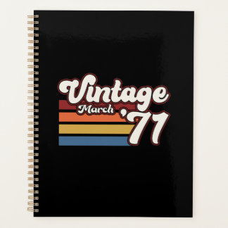 Vintage 1971 50th Birthday March Planner