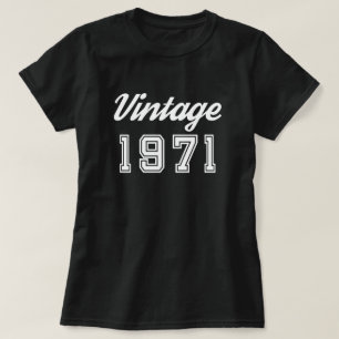 Vintage 1971 Birthday Anniversary Black T-Shirt