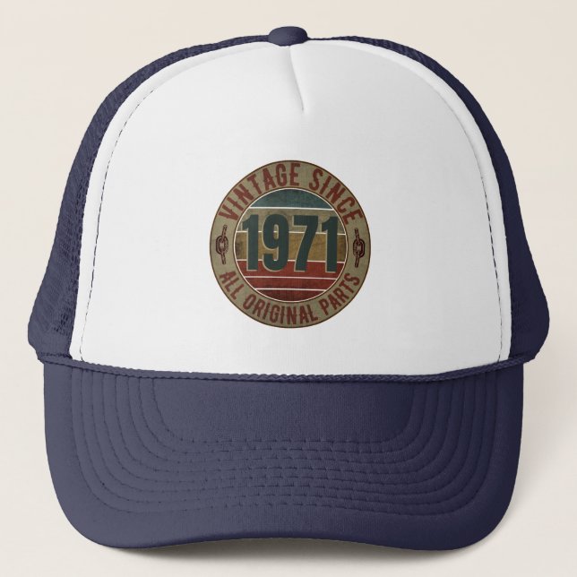 VINTAGE 1971 BIRTHDAY GIFT TRUCKER HAT (Front)