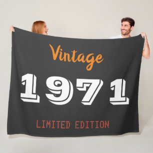 Vintage 1971 Limited Edition 55th Birthday Gift Fleece Blanket