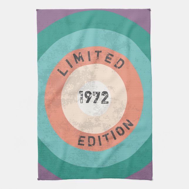 Vintage 1972 limited edition 50th Birthday  Tea Towel (Vertical)