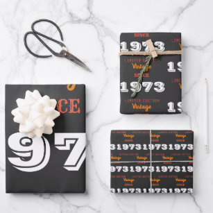 Vintage 1973 year limited edition 50th Birthday Wrapping Paper Sheet