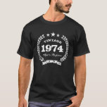 Vintage 1974 Aged to perfection Birthday tee shirt<br><div class="desc">Vintage 1974 Aged to perfection Birthday tee shirt for 40th Birthday in 2014. Personalizable age year. Customise text to make it a perfect gift. Present for men: dad,  uncle,  brother,  husband etc. Cool vintage distressed grunge look design. Cute present idea for forty year old men. Fortieth Bday gift.</div>