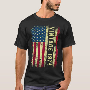 Vintage 1974 American Flag 49 Year Old 49th Birth T-Shirt