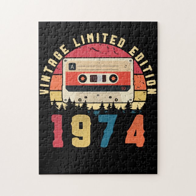 Vintage 1974 Birthday Cassette Tape Jigsaw Puzzle (Vertical)