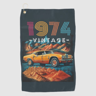 Vintage 1974 cool car golf towel