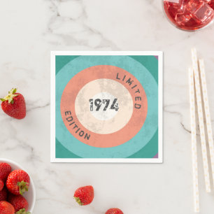 Vintage 1974 limited edition 50th Birthday Napkin