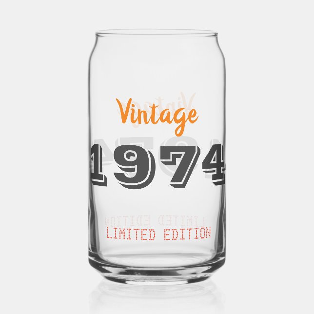 Vintage 1974 Limited Edition Can Glass – 52nd  (Front)