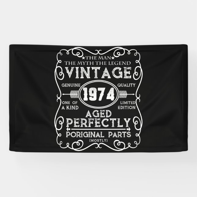 Vintage 1974 Man Myth Legend 47th Birthday Banner (Horizontal)