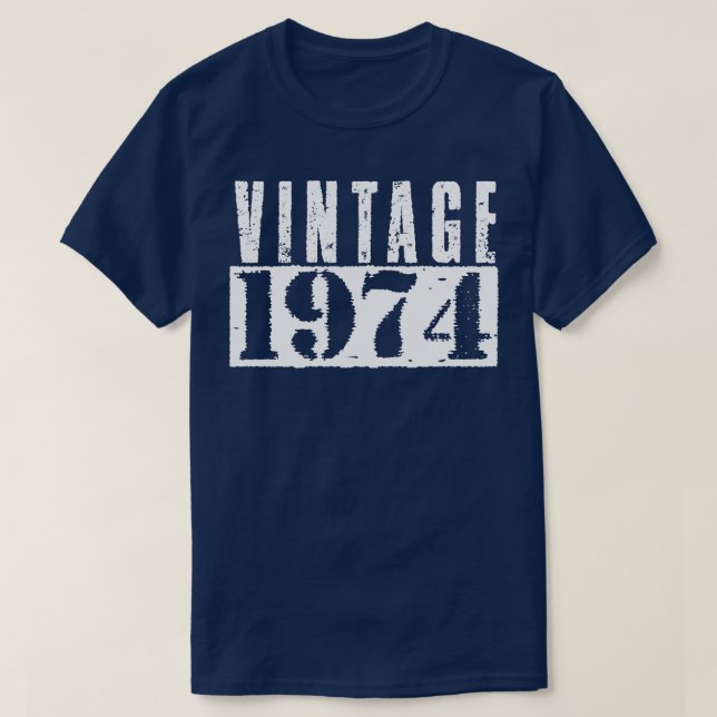 Vintage 1974 Vintage White Text T-Shirt (Design Front)