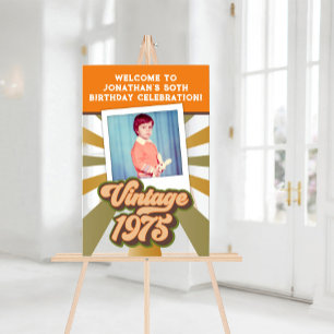 Vintage 1975 50th Birthday Photo Welcome Acrylic Sign