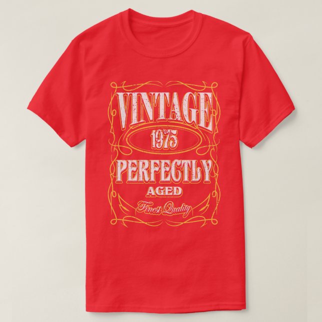 Vintage 1975 Birthday Bottle Label T-Shirt (Design Front)