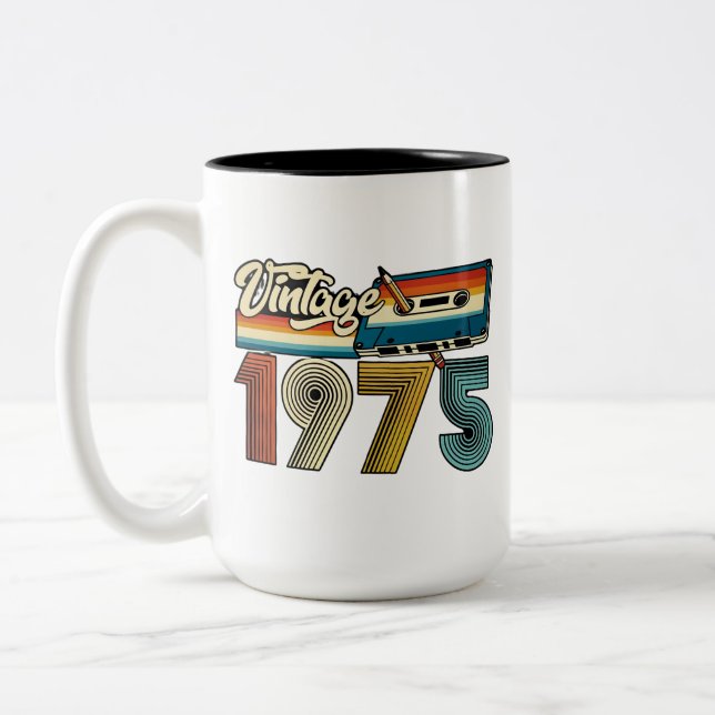 Vintage 1975 Cassette Tape Mug – Retro 70s Coffee  (Left)