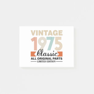 Vintage 1975 Limited Edition Birthday Post-it Notes