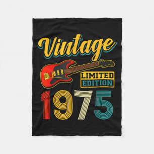 Vintage 1975 Limited Edition Guitar Birth Year Fleece Blanket