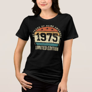 Vintage 1975 Retro 50th Birthday Gift Idea Tri-Blend Shirt