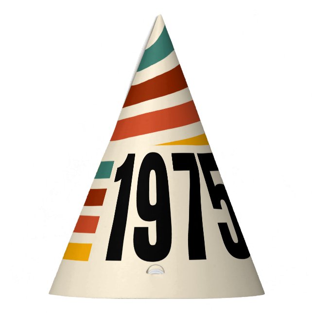 Vintage 1975 Retro Stripe Party Hat (Left)