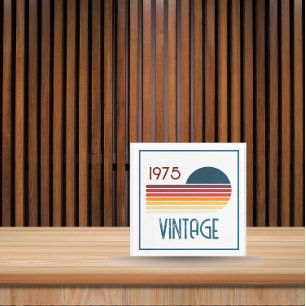 Vintage 1975 Retro Stripe Sun 50th Birthday Invitation