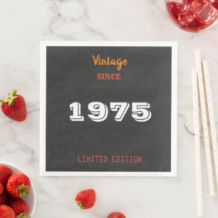 Vintage 1975 year limited edition 50th Birthday Napkin