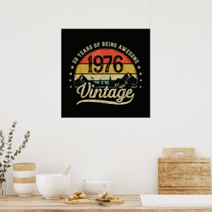 Vintage 1976 50 Years Old 50th Birthday Poster