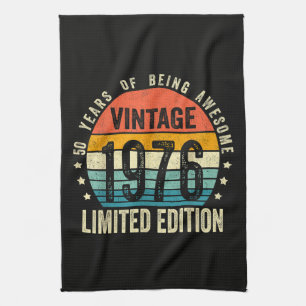 Vintage 1976 50th Birthday Born In 1976 Tea Towel