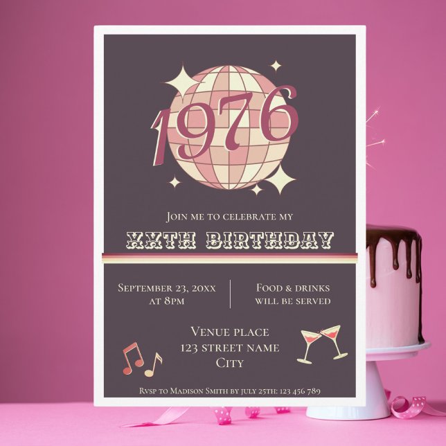 Vintage 1976 50th birthday party Invitation (Creator Uploaded)