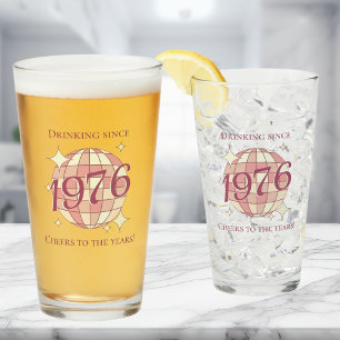 Vintage 1976 50th birthday retro beer  glass