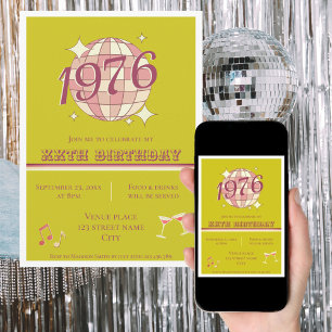 Vintage 1976 50th birthday retro green invitation