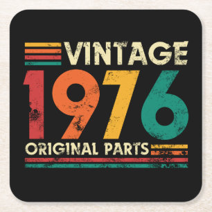 Vintage 1976 50th Birthday Square Paper Coaster