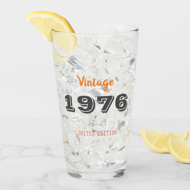 Vintage 1976 Birthday Glass – Limited Edition 50th (Front Ice)