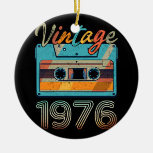 Vintage 1976 Cassette Tape Retro 47th Birthday 47  Ceramic Tree Decoration